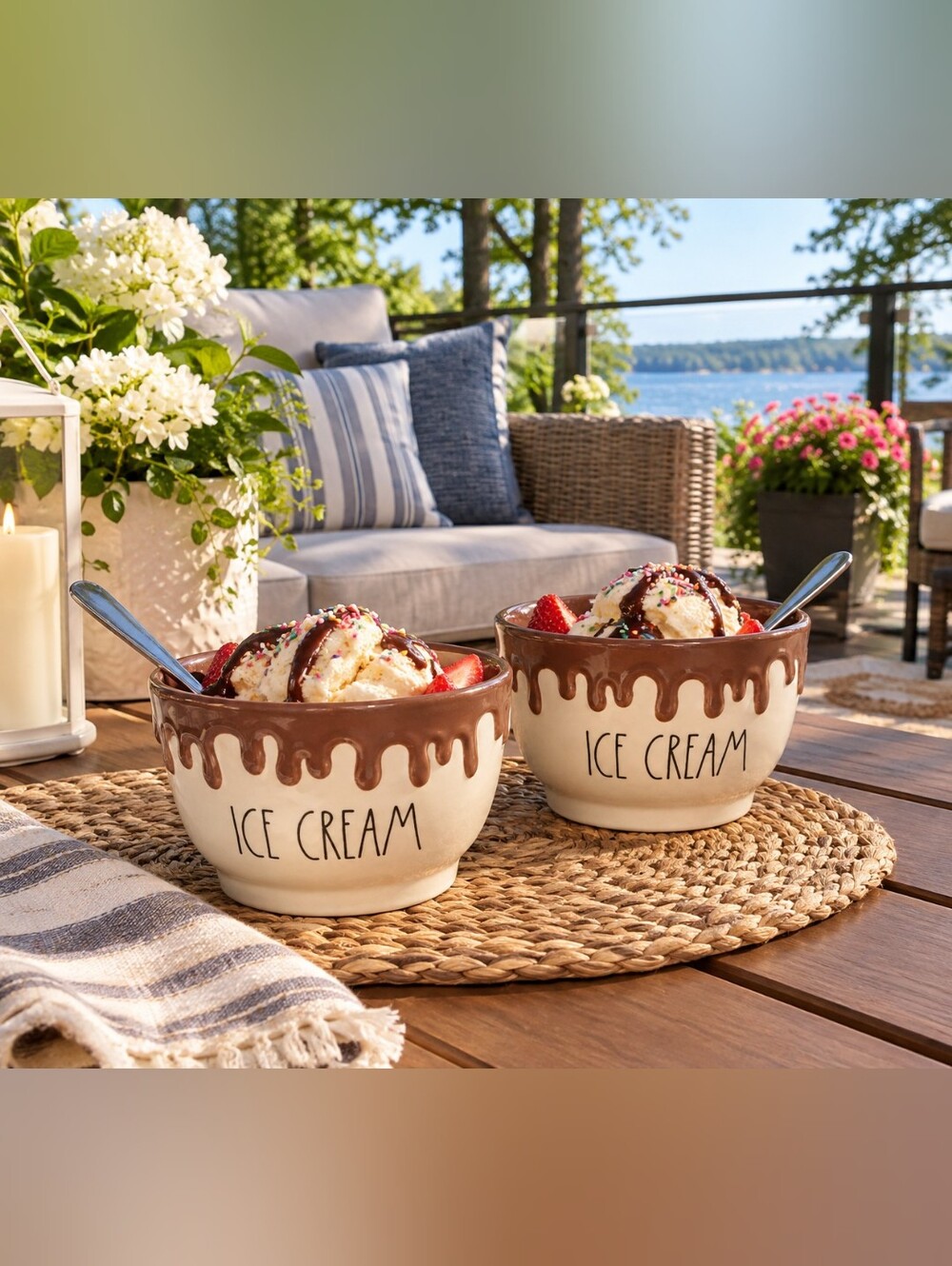 SET OF 2 RAE DUNN ICE CRRAM DESSERT BOWLS